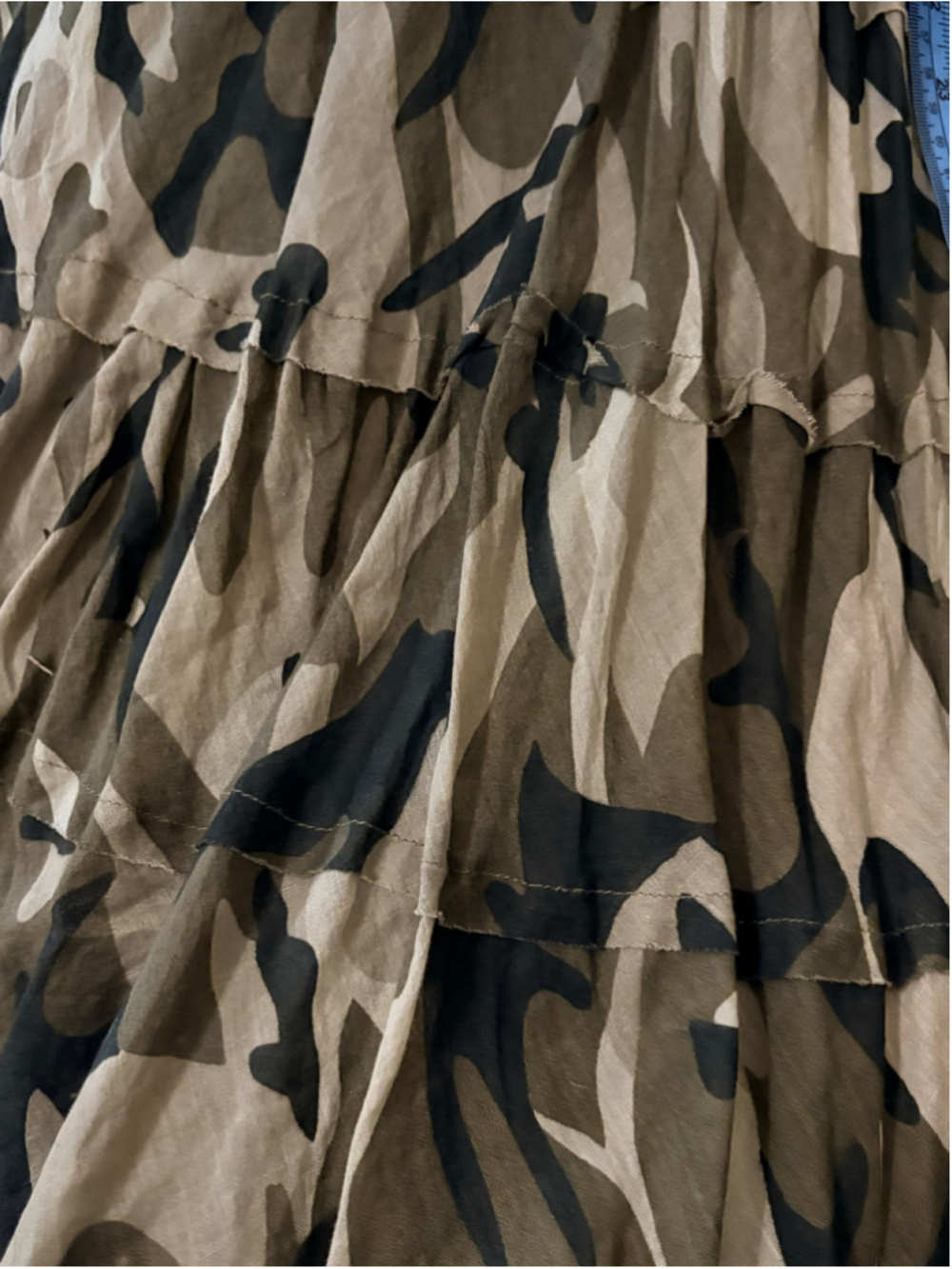 Magazine Vintage Camo Tiered Maxi Skirt M Green - Picture 6 of 6